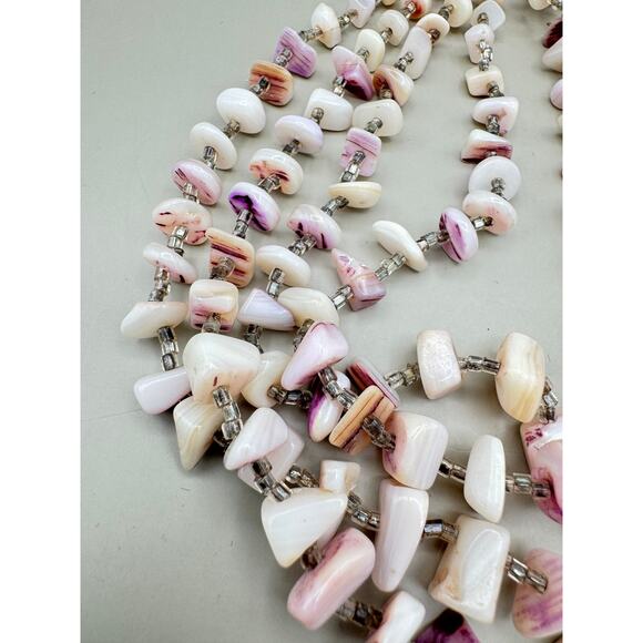 Vintage Japan 4 Strand Purple Shell Necklace - Picture 4 of 10